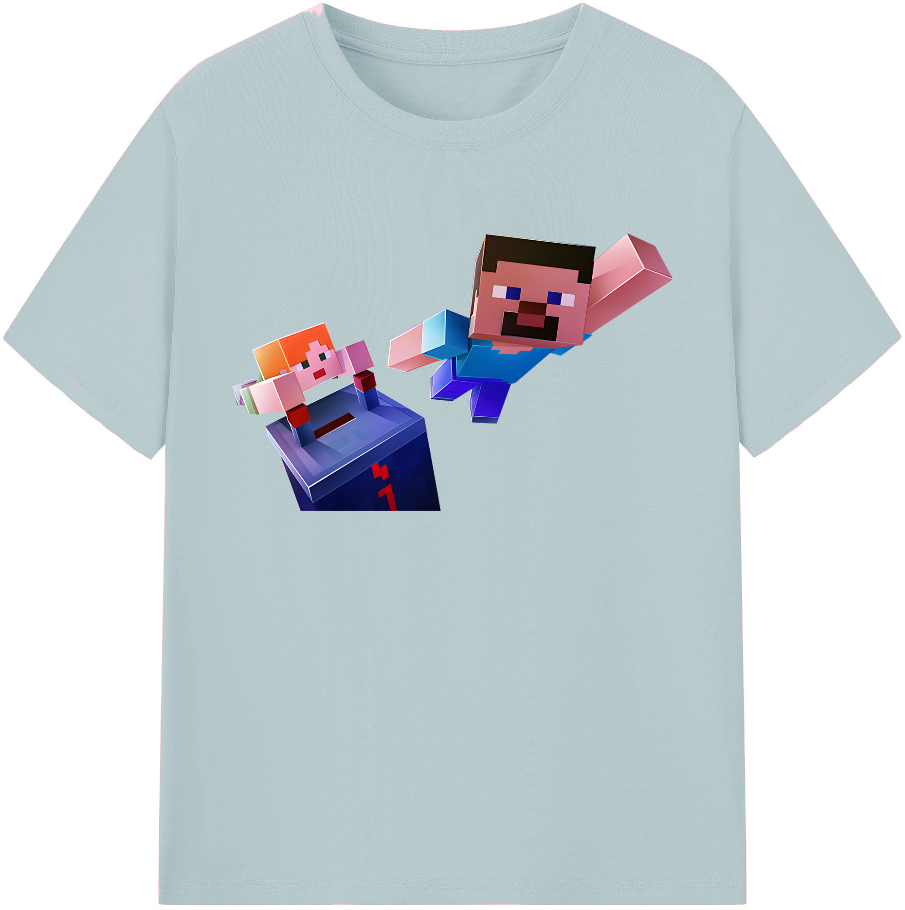 （画像用） マインクラフト ブロックの世界 Minecraft MC Block world 綿100％半袖Tシャツ（フロントプリント）